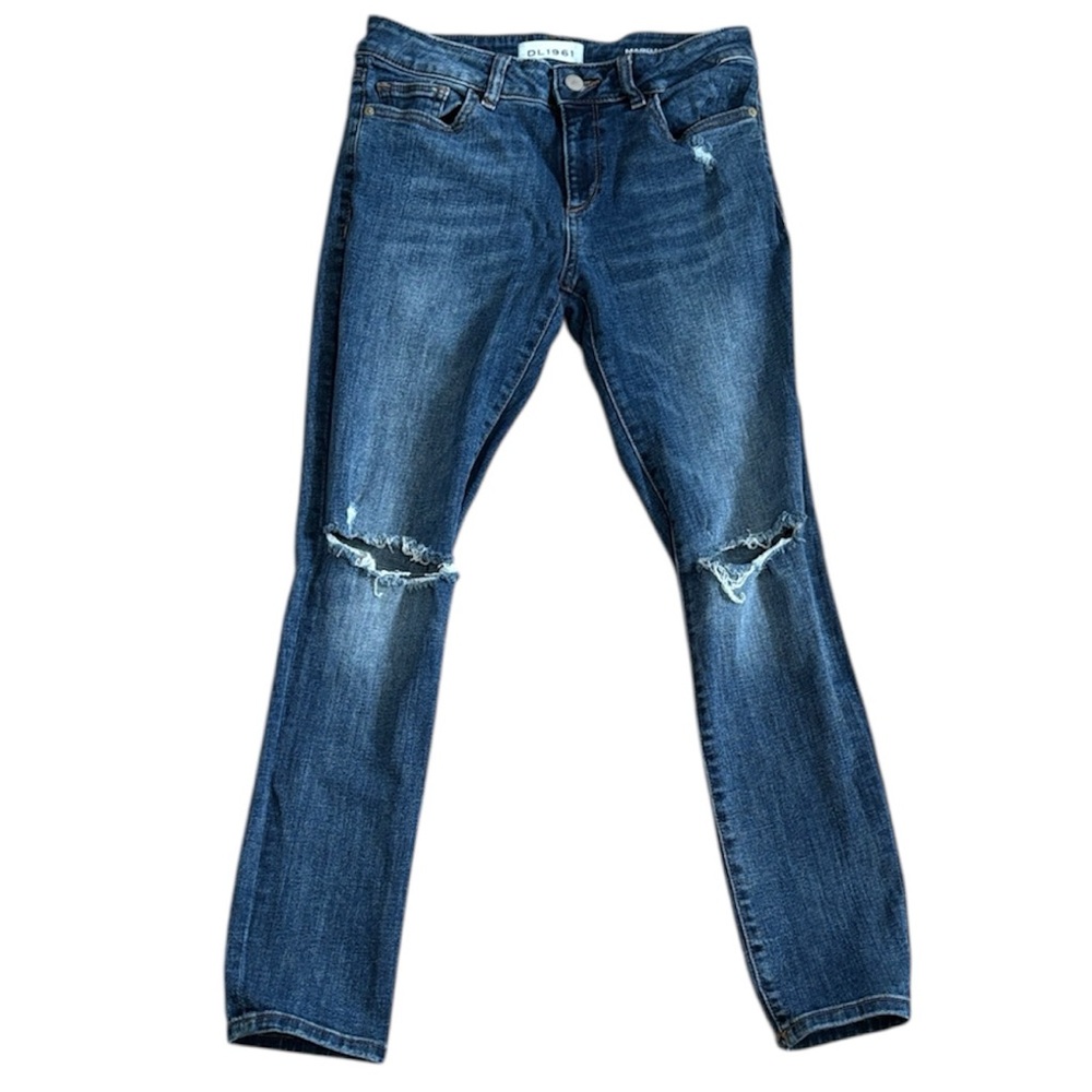 DL1961 Dark Blue Distressed Skinny Jeans